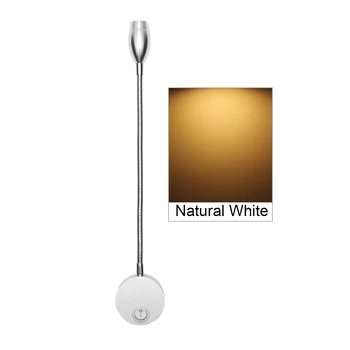 

3W Press Button Bedside Mounted Omnidirectional AC90-260V Reading Goose Neck LED Hose Lamp Simple Modern Acrylic Wall Light