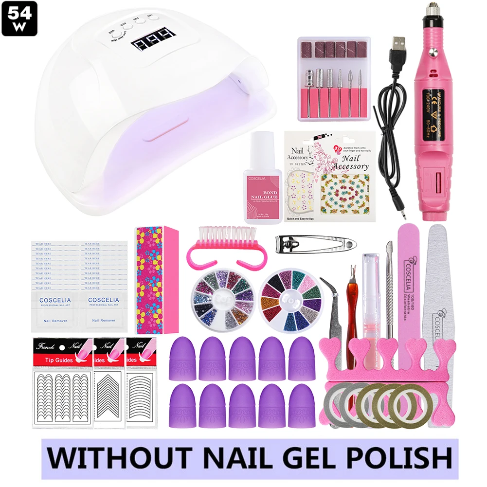 NO GEL 54W SET COSCELIA 10 мл набор гель-лаков для ногтей с лампой маникюрный набор для ногтей инструменты для маникюра Набор для гель-лака для нейл-арта Pusher Kit - Цвет: NO GEL 54W SET