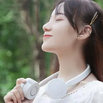 

New Portable Hanging Neck Fan Hands-Free USB Rechargeable Dual Summer Cooler Fans Conditioner Sports Cooling Mini Air Neckb I9F6