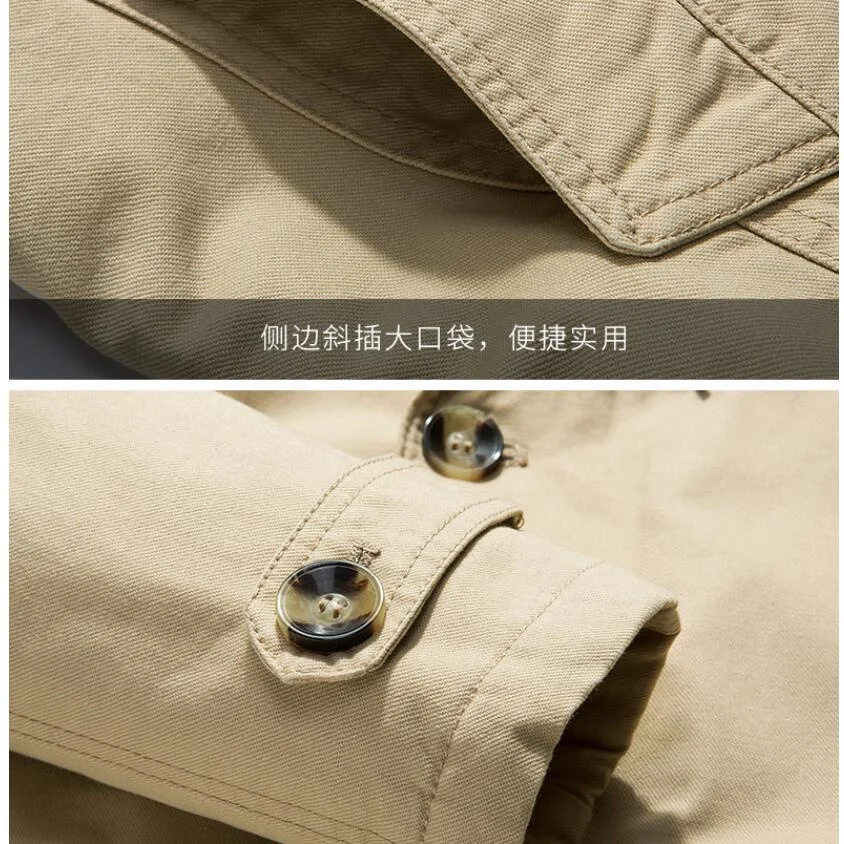 2019 New Men Trench Coats Autumn Winter Fashion Brand Men's Solid Color Trench Casual Plus Velvet T