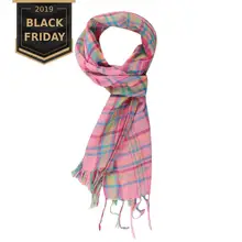 New Fashion Plaid Scarf Autumn Winter Children Baby Girls Kids Pink Cotton Polyester Blended Soft Warm Scarf Wholesale