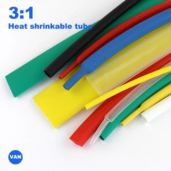 Tubo termo retráctil de doble pared gruesa, 1m-1,6/2,4/3,2/4,8/6,4/7,9/9,5mm pegamento relación 3:1 tubo retráctil adhesivo de envoltura de cables, tubo de encogimiento por calor 3