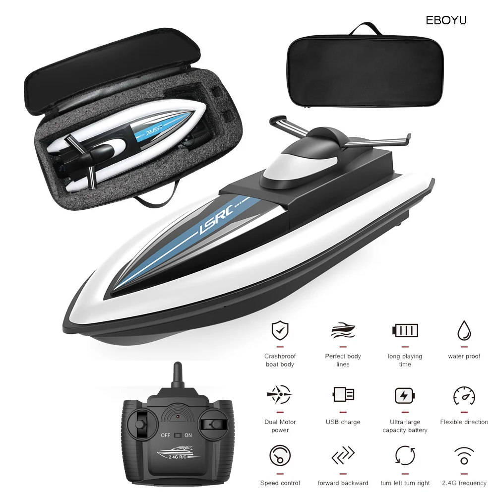 EBOYU barco a Control remoto B8 de alta velocidad, barco de carreras de