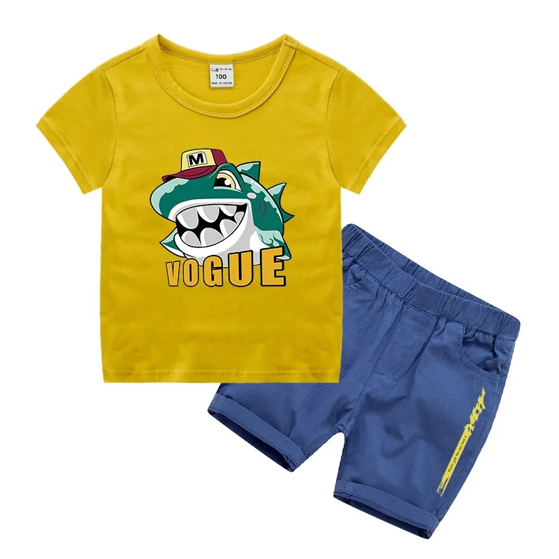 t shirt and shorts Комплект детской одежды для маленьких мальчиков, комплект одежды для детей, летний хлопковый спортивный костюм футболка с трансформером+ короткие штаны комплект из 2 предметов, От 3 до 11 лет - Цвет: t shirt and shorts