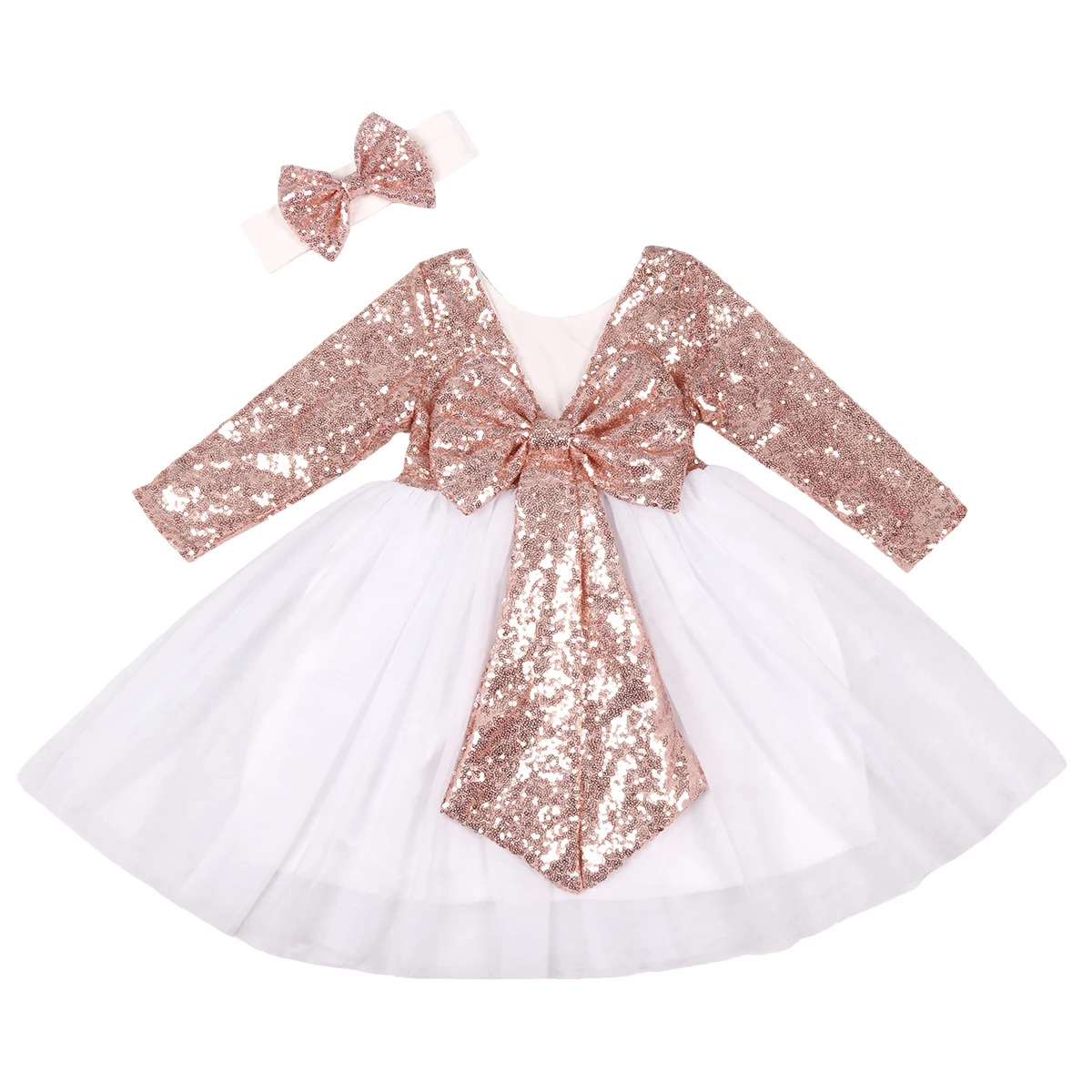 Осенне-зимнее платье с длинными рукавами для маленьких девочек вечерние платье на день рождения для малыша, платье-пачка с пайетками для девочек свадебное платье с цветочным рисунком для девочек