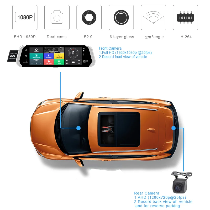 4G ADAS Автомобильный видеорегистратор 10 ''с двумя объективами, видеорегистратор Android 1080 P, gps, wifi, Авто регистраторы, циклическая запись, зеркало заднего вида, камера, видеорегистраторы 789