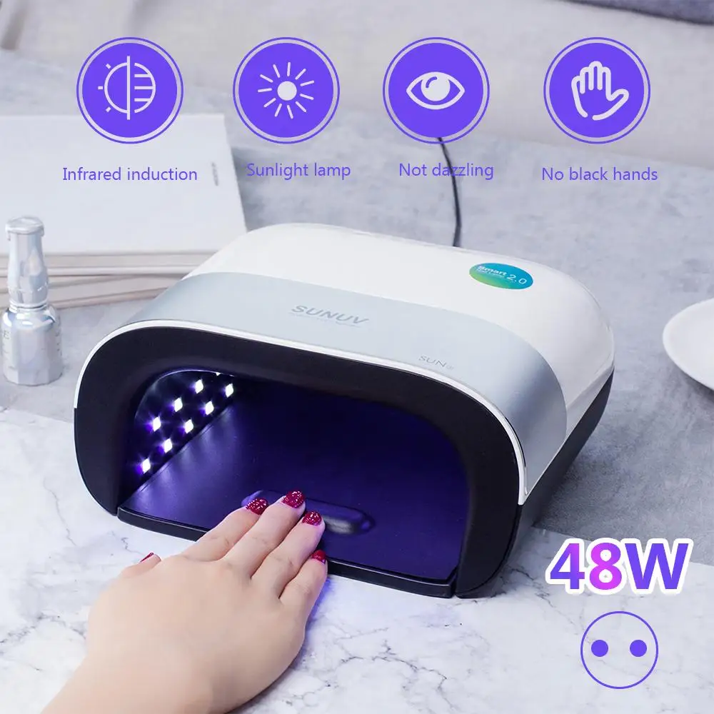 EU Plug SUNUV SUN3 Сушилка для ногтей 48 Вт 36 светодиодный s УФ светодиодный светильник для ногтей с умным с запоминающим таймером невидимая Сушилка для ногтей сушка ногтей машина - Цвет: EU Plug