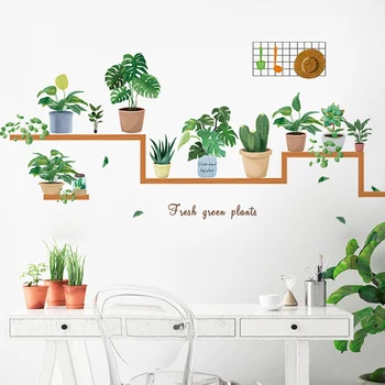

Ins Self-adhesive Removable Potted Plant Combination Wall Stickers Home Background Wall Sticker Room Decoration·-