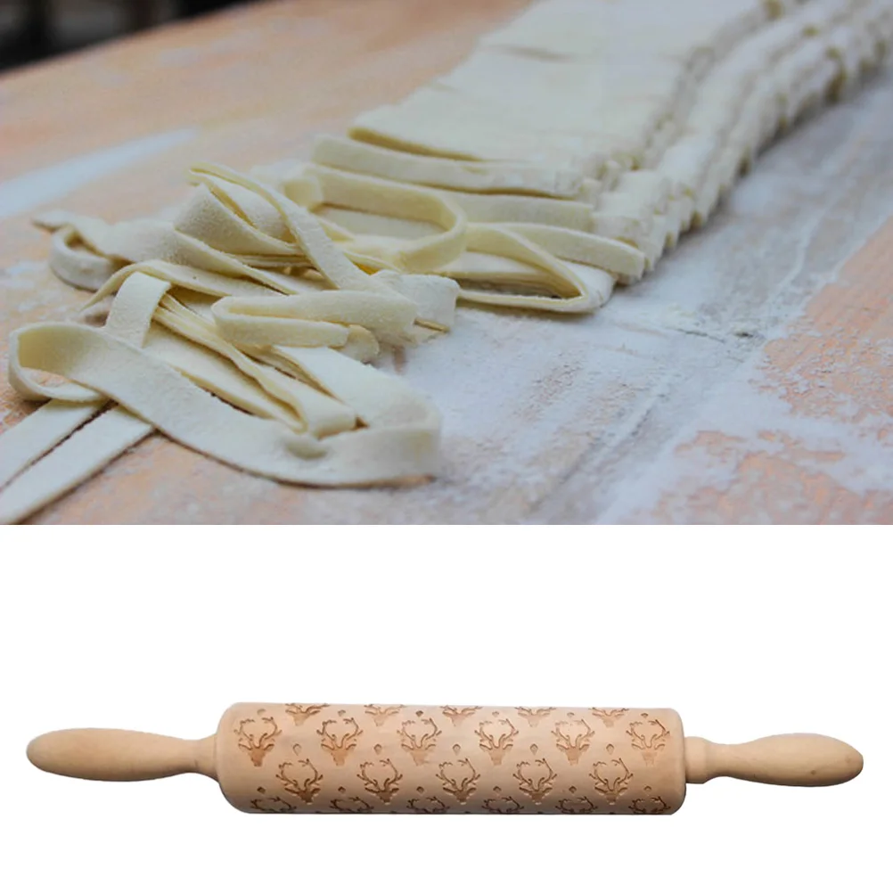 1 шт. деревянная Скалка с принтом в виде головы оленя для выпечки|Принадлежности