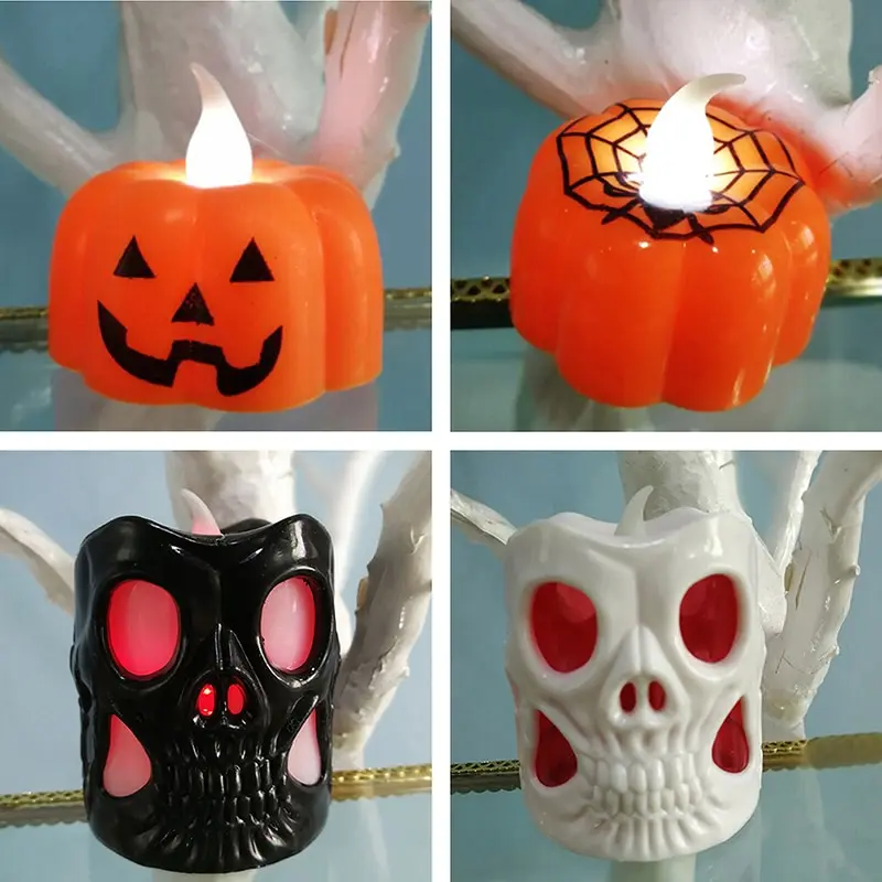 Halloween Web/Skull/ Pumpkin/Spider Holder Lamp Lantern Party DIY Decoration LED Night Light Battery Powered Party candle