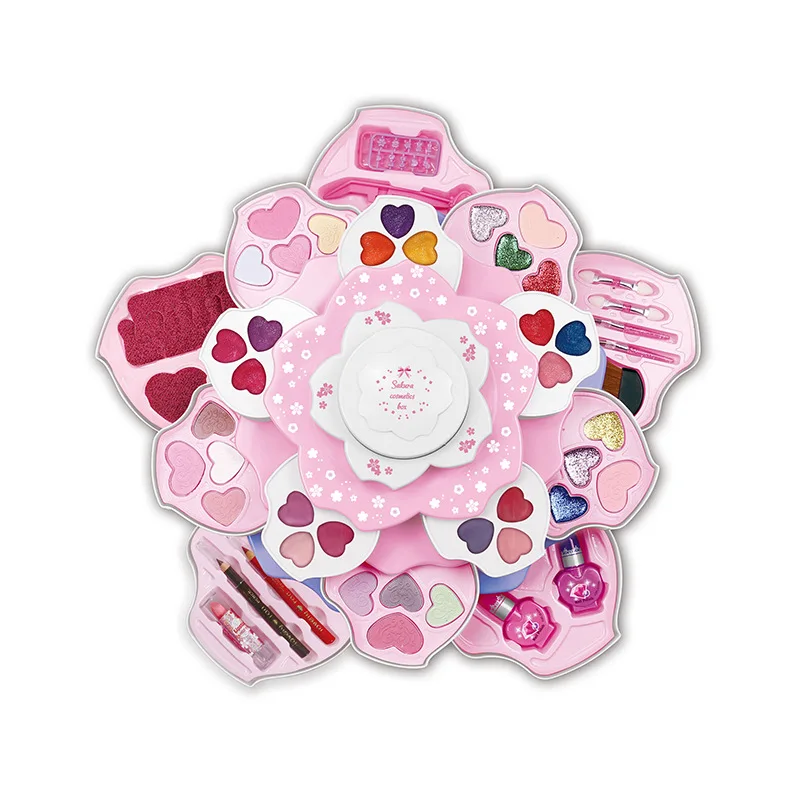 

Sweet Flower of Love Rotating Cosmetic Box Children Cosmetics-Washing Dressing up Educational Toy