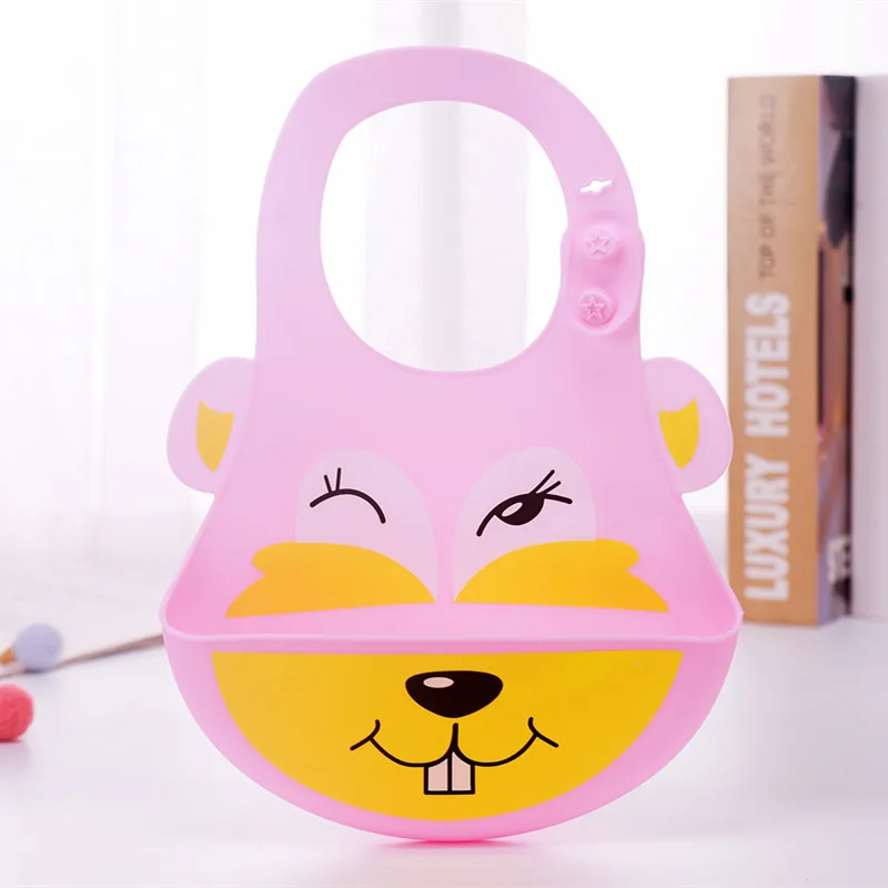 pink Детская Водонепроницаемая из мягкого силикона нагрудники для детей с принтом с героями мультфильмов Животные Регулируемый инструменты для кормления уплотнение Краб со Свинкой для мальчиков и девочек, нагрудники для еды - Цвет: pink