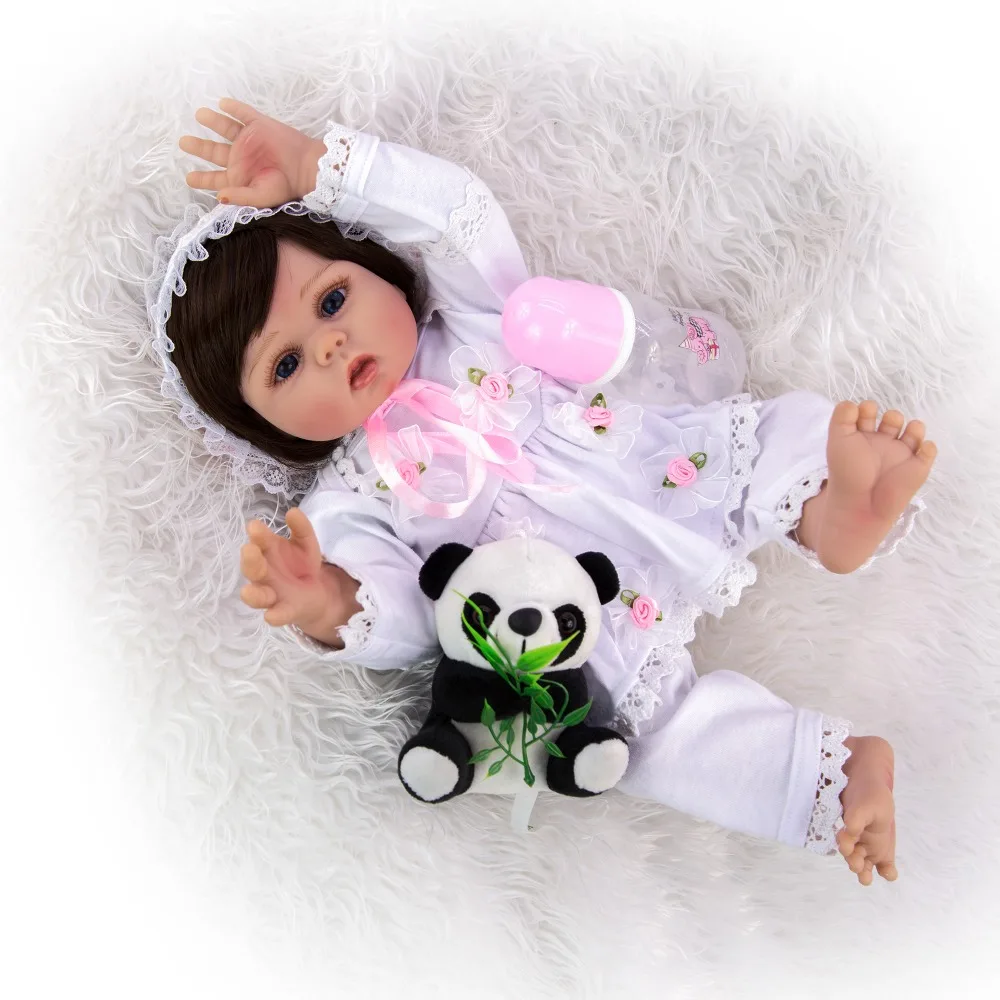 48 см bebe reborn кукла для маленьких девочек в белом платье полное тело мягкий силиконовый виниловый реалистичный Новорожденный ребенок ванна игрушка водонепроницаемый