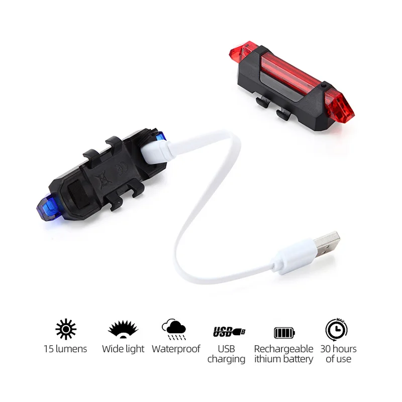 Discount Bicycle Light USB Rechargeable LED Rear Light Safety Warning Taillight Cycling light Portable Flash Super Bright Bike Light 1