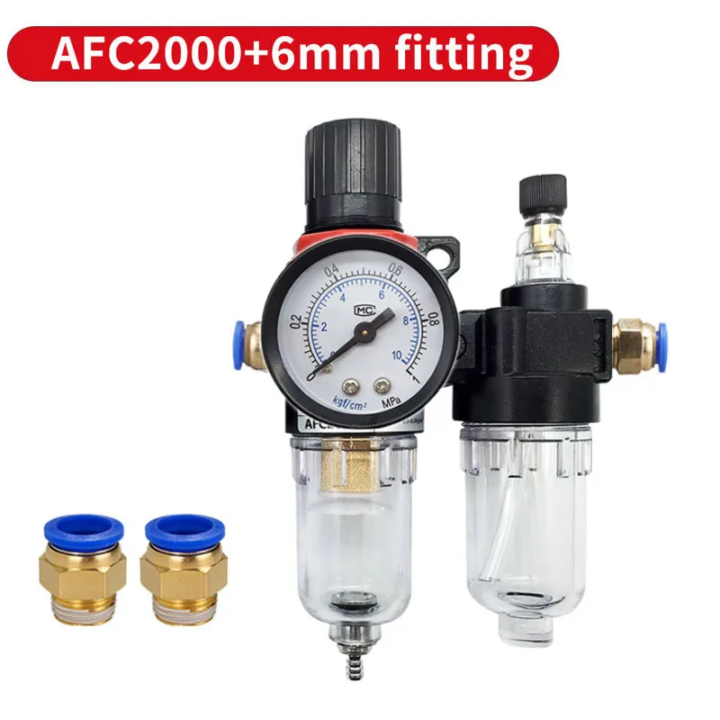 Double Protection Button Air Filter Regulator Heat Resistant Moisture Trap Pressure Regulator for Pneumatic Equipment for Air Flow Control