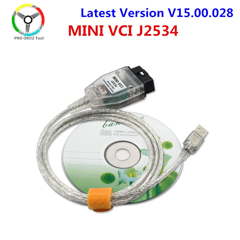 Último V15.00.028 MINI VCI J2534 V14 interfaz para Toyota TIS Techstream obd mini vci Cable de diagnóstico envío gratis
