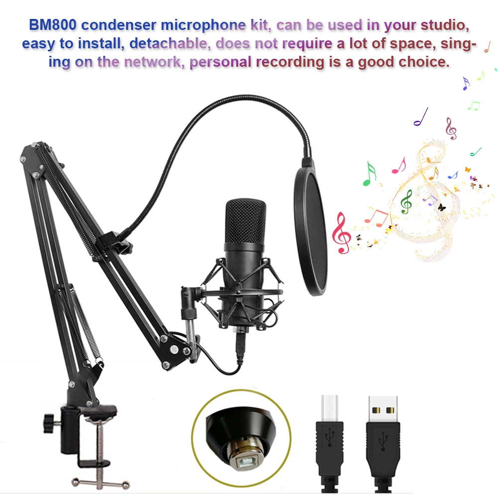 

Condenser Adjustable Microphone Kit Studio Suspension Boom for Computer Audio Studio Recording Vocal Mic with Microphone Holder