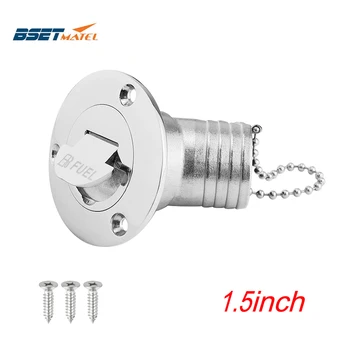 

1.5" Boat Fuel / Water Deck Filler Angled Fill 316 marine grade stainless steel Keyless Cap boat accessories Socket yacht