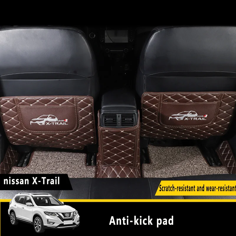 For Nissan X-Trail 2019 Car Seat Back PU Leather Protector Dust-Proof Kick Mat Protect From Mud Dirt Waterproof Child Pad | Автомобили и