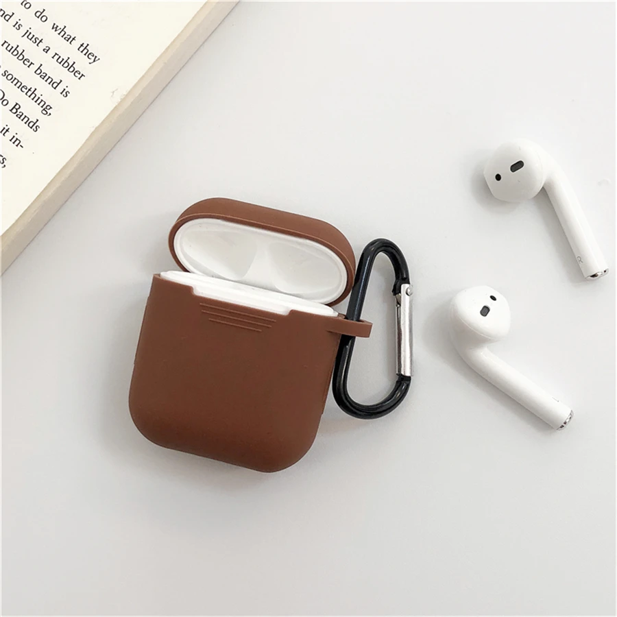 Мини Мягкий силиконовый чехол для Apple Airpods противоударный чехол для Apple гарнитура для Airpods чехол s Для Air Pods защитный чехол - Цвет: Коричневый