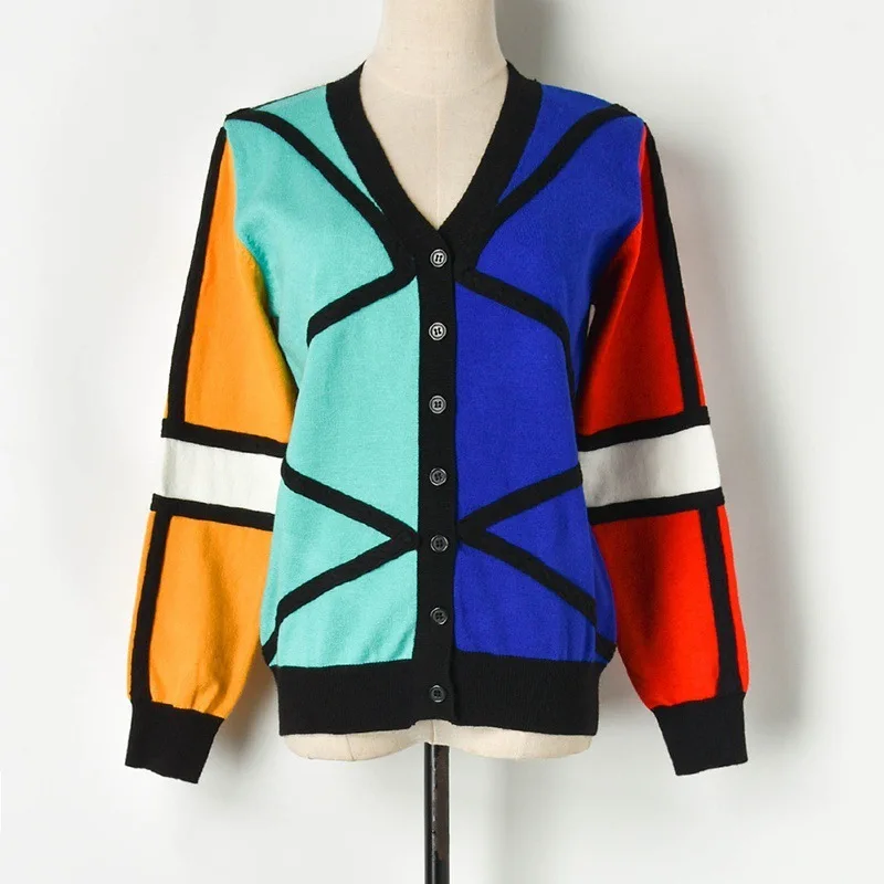 Coloured cardigan Новое поступление, вязанный Кардиган с длинным рукавом и надписью "Van Car", женский свитер Z90743 - Цвет: Coloured cardigan