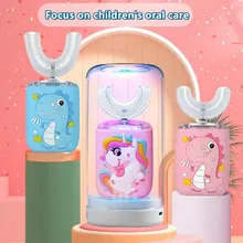 

New Smart 360 Degress U Sonic Electric Toothbrush Kids Silicone Automatic Ultrasonic Tooth Brush Children Blue Light Teeth Brush