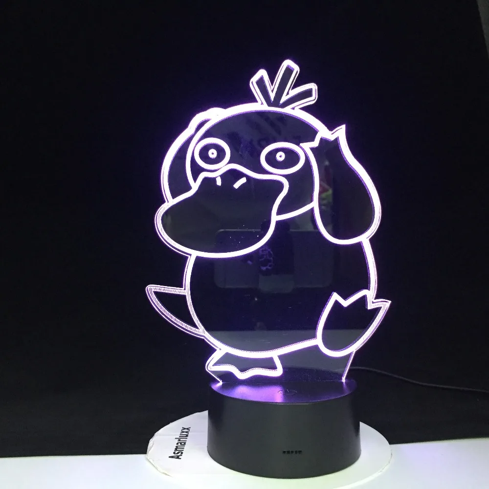 Psyduck Action 3D иллюзия светодиодный ночник Карманный Монстр 7 цветов меняющаяся светящаяся модель игрушечная лампа подарки на день рождения для детей
