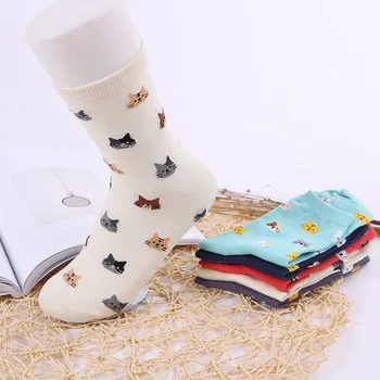 

New 5 Pairs Ins Style Funny Lovely Animal Women Socks Winter Female Cartoon Cat for Women Soft Warm Cotton Socks Cute Girls Sock