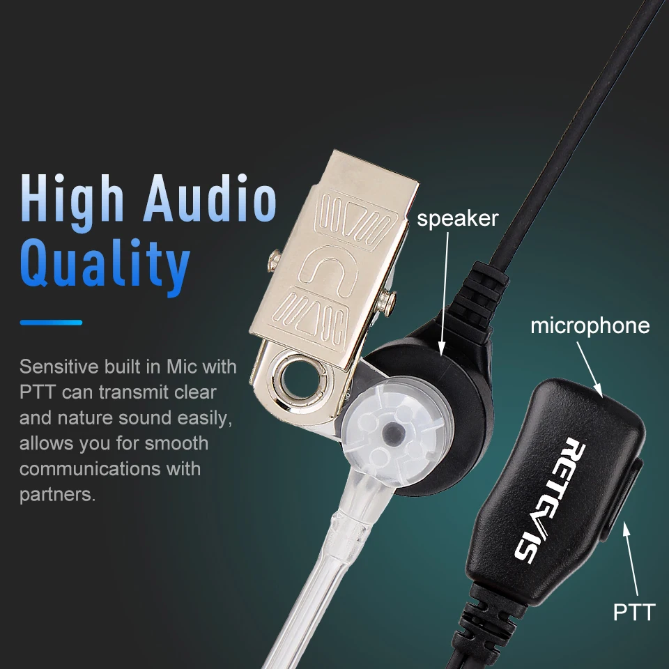 Портативная рация Retevis PTT MIC гарнитура с наушниками для KENWOOD BAOFENG портативная