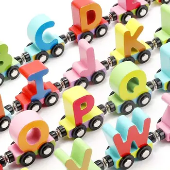 

A-Z Letters Train Toy Set Wooden Alphabet Railway Kids Educational Toy Gifts R9UE