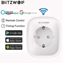 BlitzWolf BW SHP5 EU 플러그 스마트 와이파이 플러그 어댑터 16A 전원 소켓 듀얼 USB 콘센트 원격 제어 타이머 Alexa google과 함께 작동