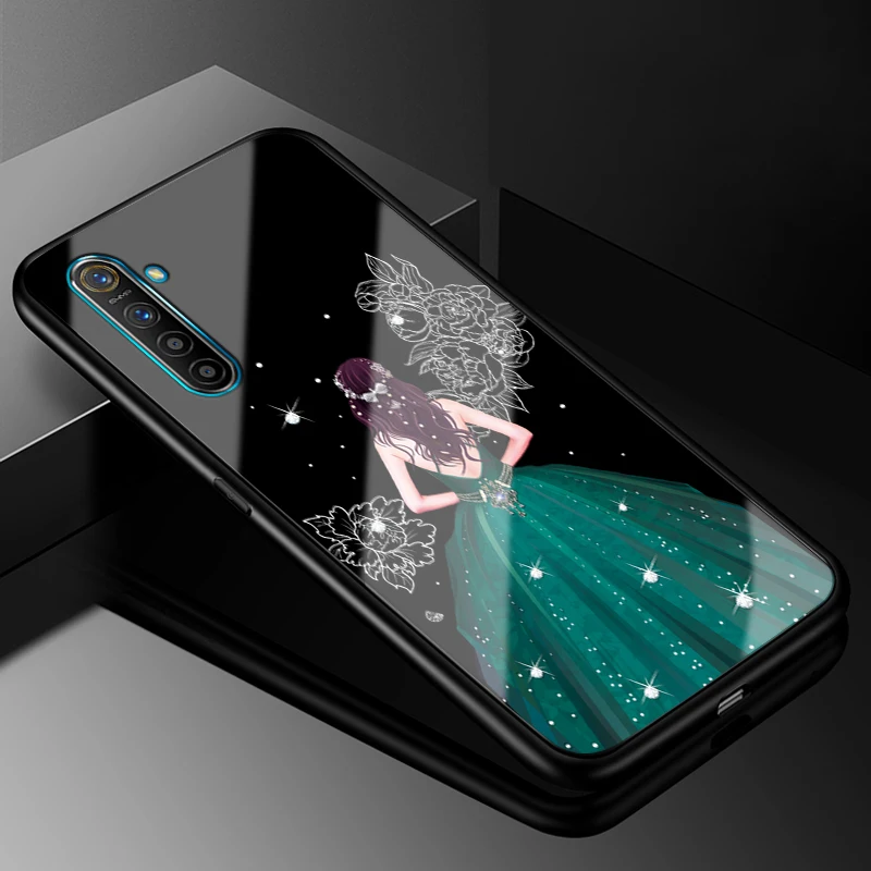 For OPPO Realme X2 Case RealmeX2 PC Plastic Glass Phone Case Black TPU Bumper Cover for OPPO Realme X2 X 2 Realme XT Cover Cases - Цвет: 11