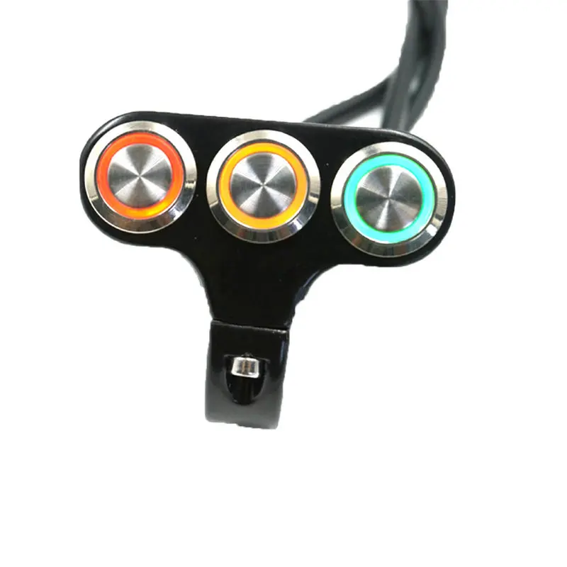 

22mm for Motorcycle Electric Car Faucet Handlebar LED Aluminum Alloy Switch Three-in-one Button Self-locking Self-reset
