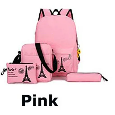 Наборы школьных сумок+ 4 канцелярских принадлежностей, сумка для книг для студентов, печать школьная сумка для подростка, девочки мальчик Оксфорд рюкзак женская сумка - Цвет: pink1775