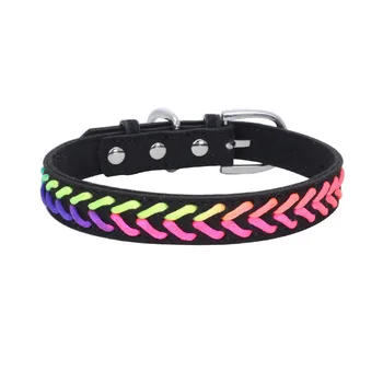 

Colorful Weaving Dogs Collar Fiber Adjustable Pet Necklace Personalized Dog Collar and Leash Set Martingale Cute Pet Stuff Pug