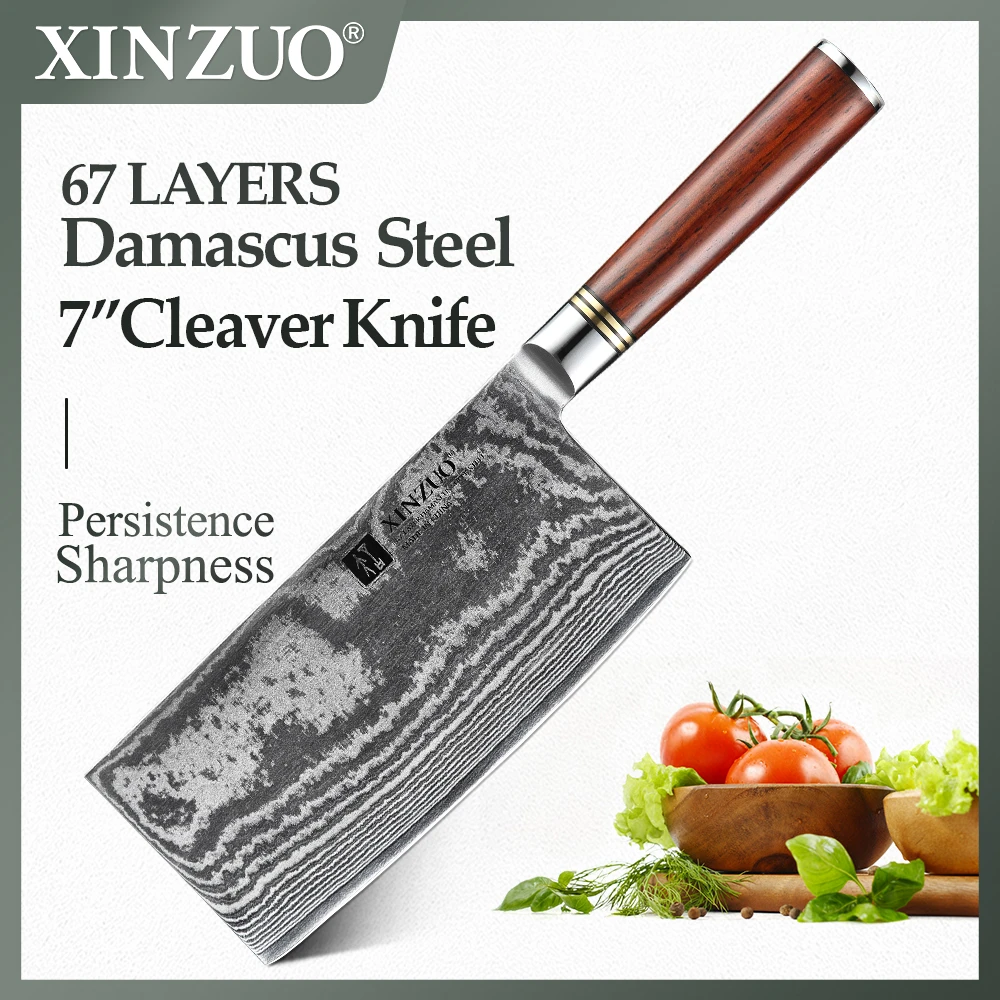 XINZUO 7'' inches Slicing Knife High Quality Carbon Damascus Steel