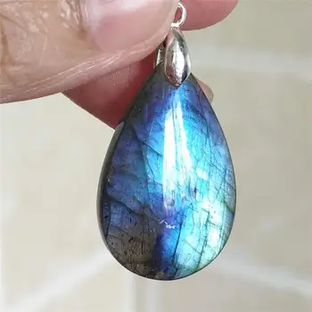 

Genuine Natural Strong Blue Light Labradorite Women Men Pendant 32x20x8mm Water Drop Necklace Jewelry Fashion stone AAAAA