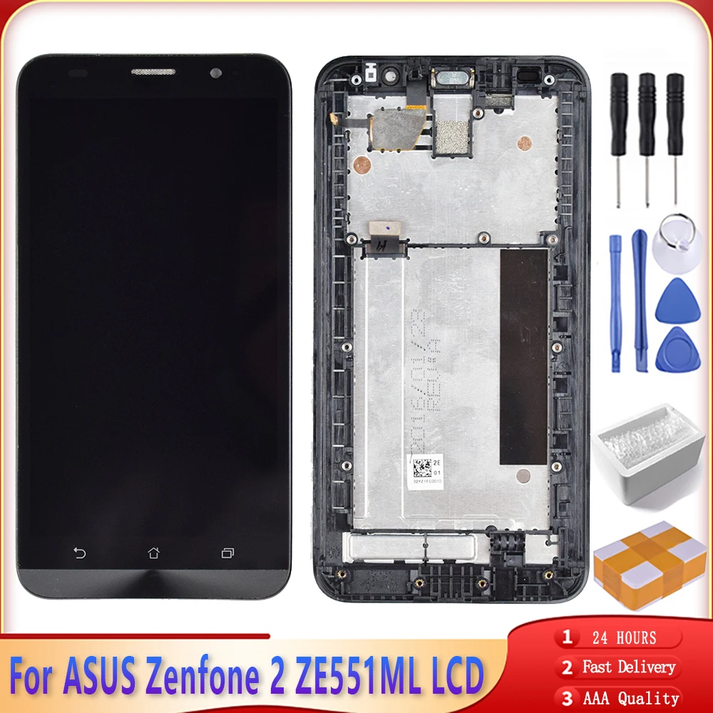 5.5'' Original LCD+Frame for ASUS Zenfone 2 ZE551ML LCD Display Touch Screen Digitizer Replacement For Z00AD | Мобильные