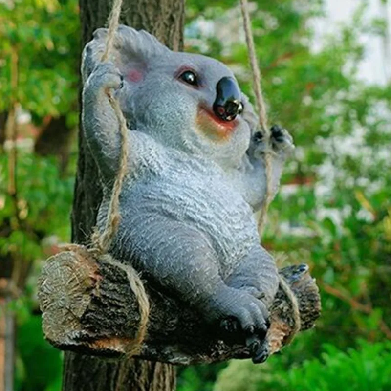 Garden Ornament Simulation Koala Panda Resin Sculpture Creative Home Courtyard Landscape Tree Pendant X3124
