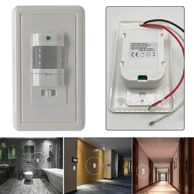 

Wall Mount Motion Sensor Switch Automatic PIR Infrared Sensor Light Detector US