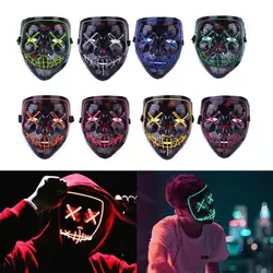 Маска к Хэллоуину флуоресцентный Шар Световой Маска El холодный светильник Карнавальная маска светодиодный страшная маска