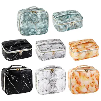 

Cosmetic Bag Marble Print Makeup Toiletries Organizer Toiletry Case Home Trip Q0KE