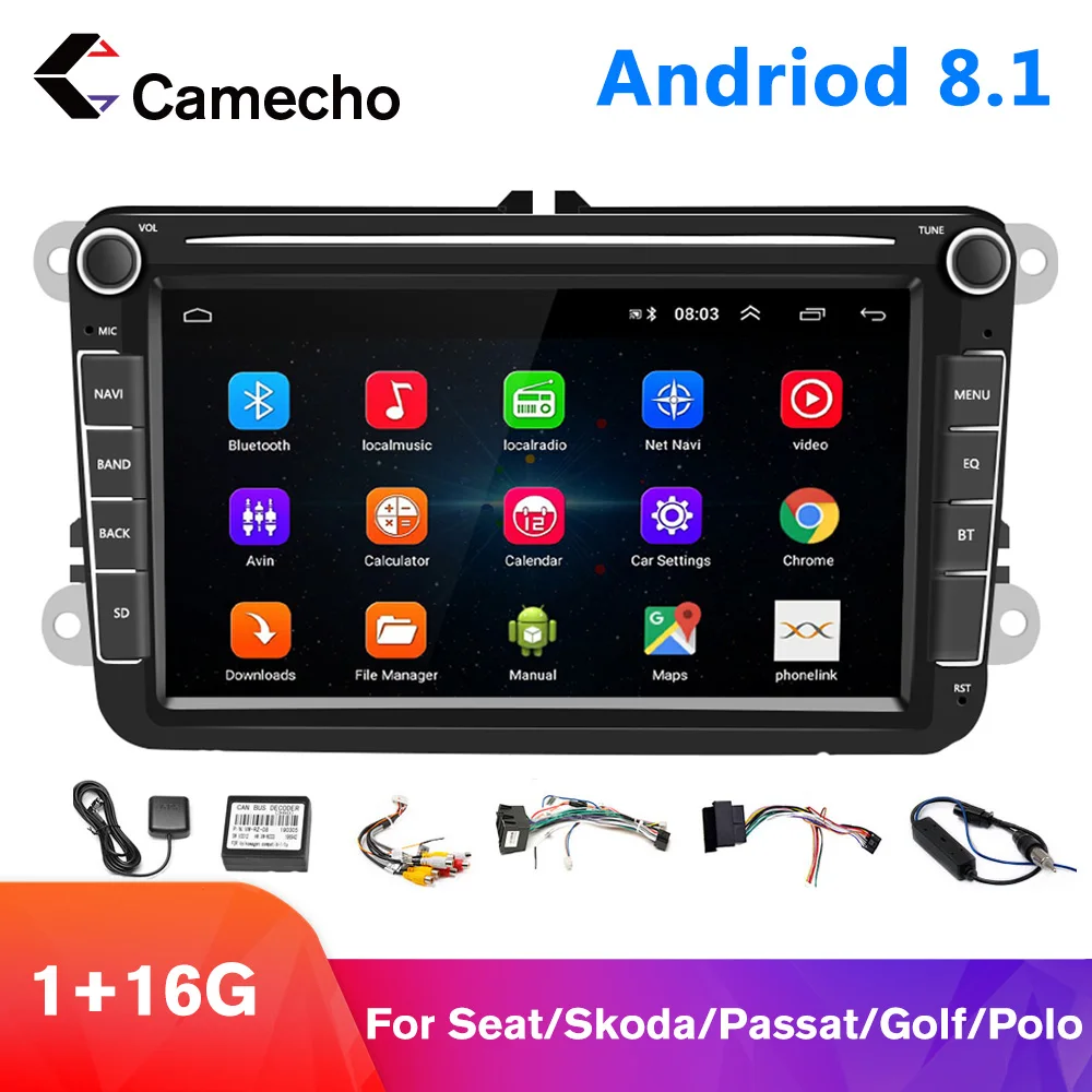 Camecho MP5 мультимедийный плеер Android 8 1 автомобильное радио GPS дюймов для