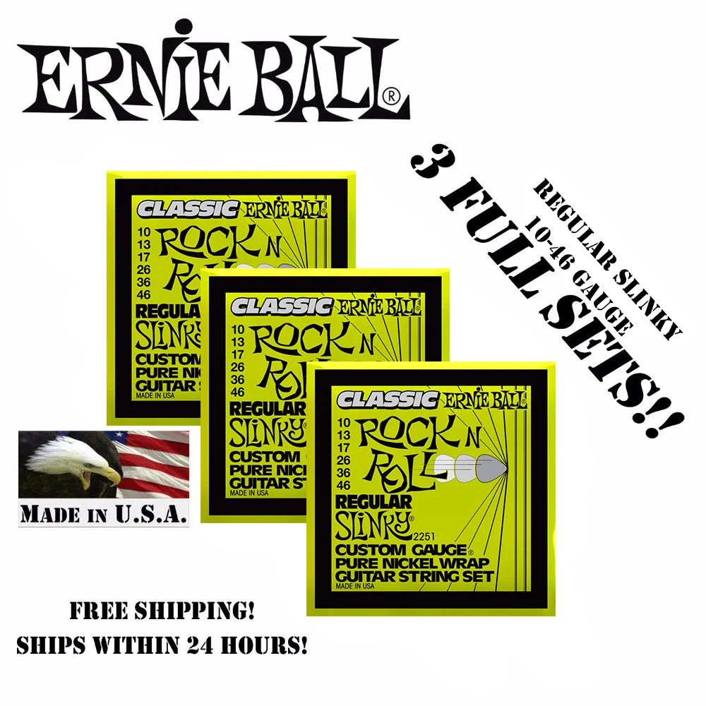 3 пакеты! Оригинальный Ernie Ball 2251 классический рок н ролл обычный Slinky электрогитара