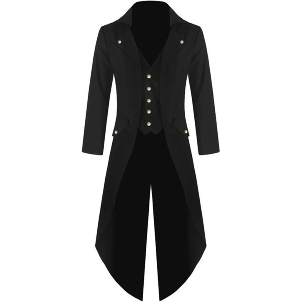 Модный Тренч, мужское винтажное длинное пальто в стиле панк, готика, Ретро стиль, модная Длинная ветровка, gabardina hombre larga# guahao