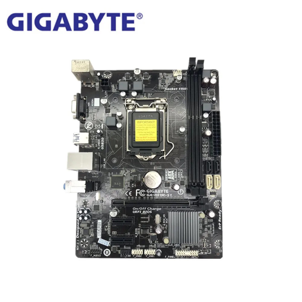 GIGABYTE GA-H81M-S1 рабочего Материнская плата H81 разъем LGA 1150 i3 i5 i7 DDR3 16 ГБ Микро-ATX UEFI BIOS
