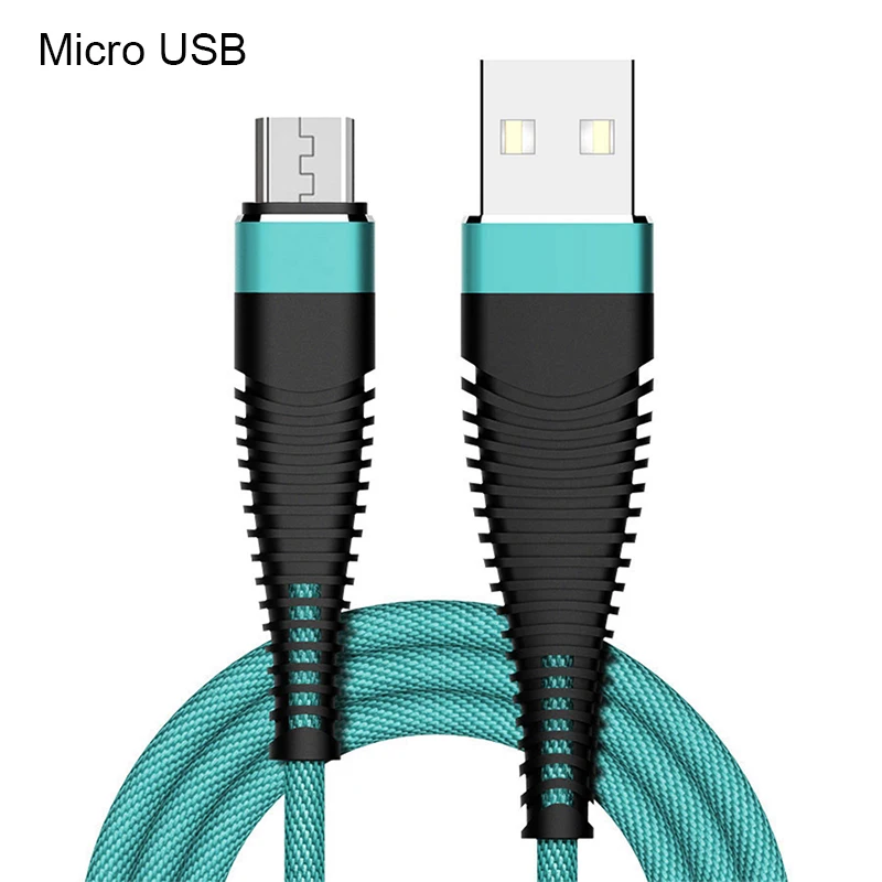 For Micro USB Green Кабель для быстрой зарядки для Xiaomi Micro usb type C телефонный кабель для iPhone 11 Pro Max 1 м 2A Быстрая зарядка кабель для мобильного телефона - Цвет: For Micro USB Green