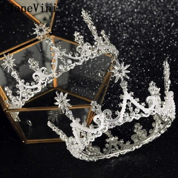 

JaneVini Luxury Crystal Bridal Tiaras Fashion Silver Crowns for Women Wedding Hair Jewelry Princess Beaded Headband Accessories