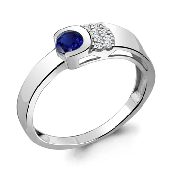

Ring AQUAMARINE with nanosapfirom, cubic zirconia, silver 925