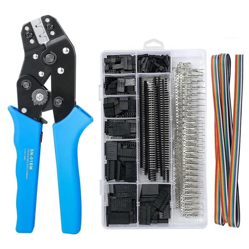 

SN-01BM XH2.54 SM macho Pinza de resporte de herramienta que prensa alicates AWG28-20 con 520 piezas Dupont 2,54mm terminal de pi